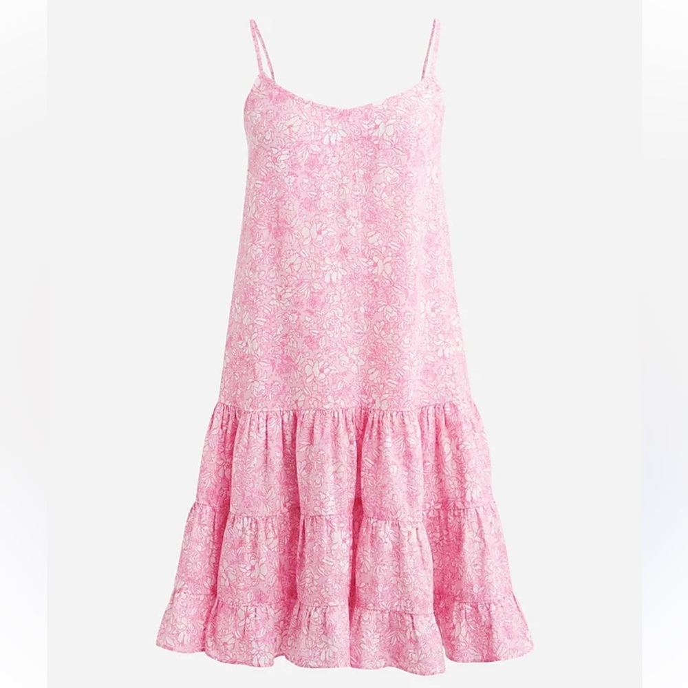 J.Crew: Tiered Linen Mini Dress In Tossed Floral For Women